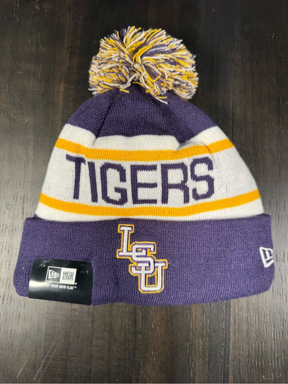 New Era LSU Tigers Purple Pom Knit Beanie NWT OSFA